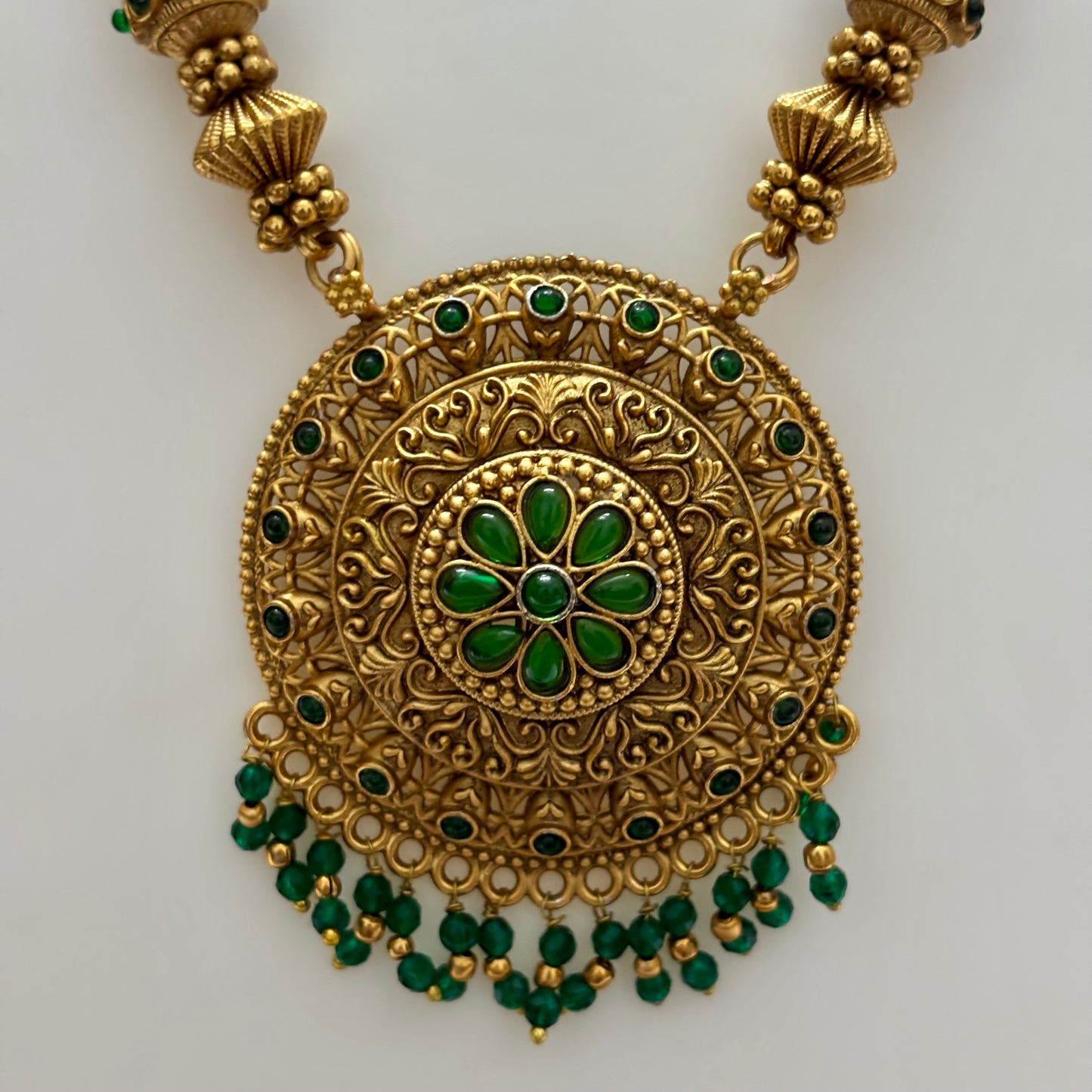 Antique Haram Necklace Set Green N_0142