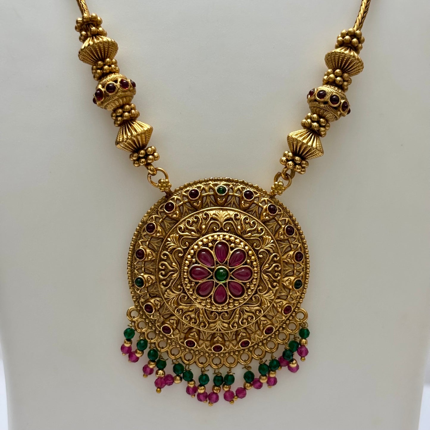 Antique Haram Necklace Set Red Green N_0142