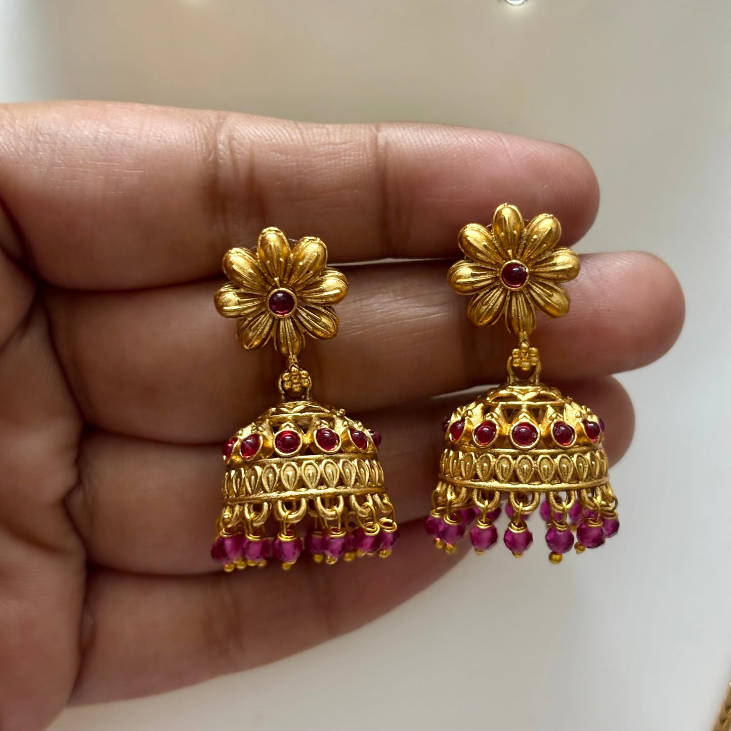 Antique Haram Necklace Set Red N_0142