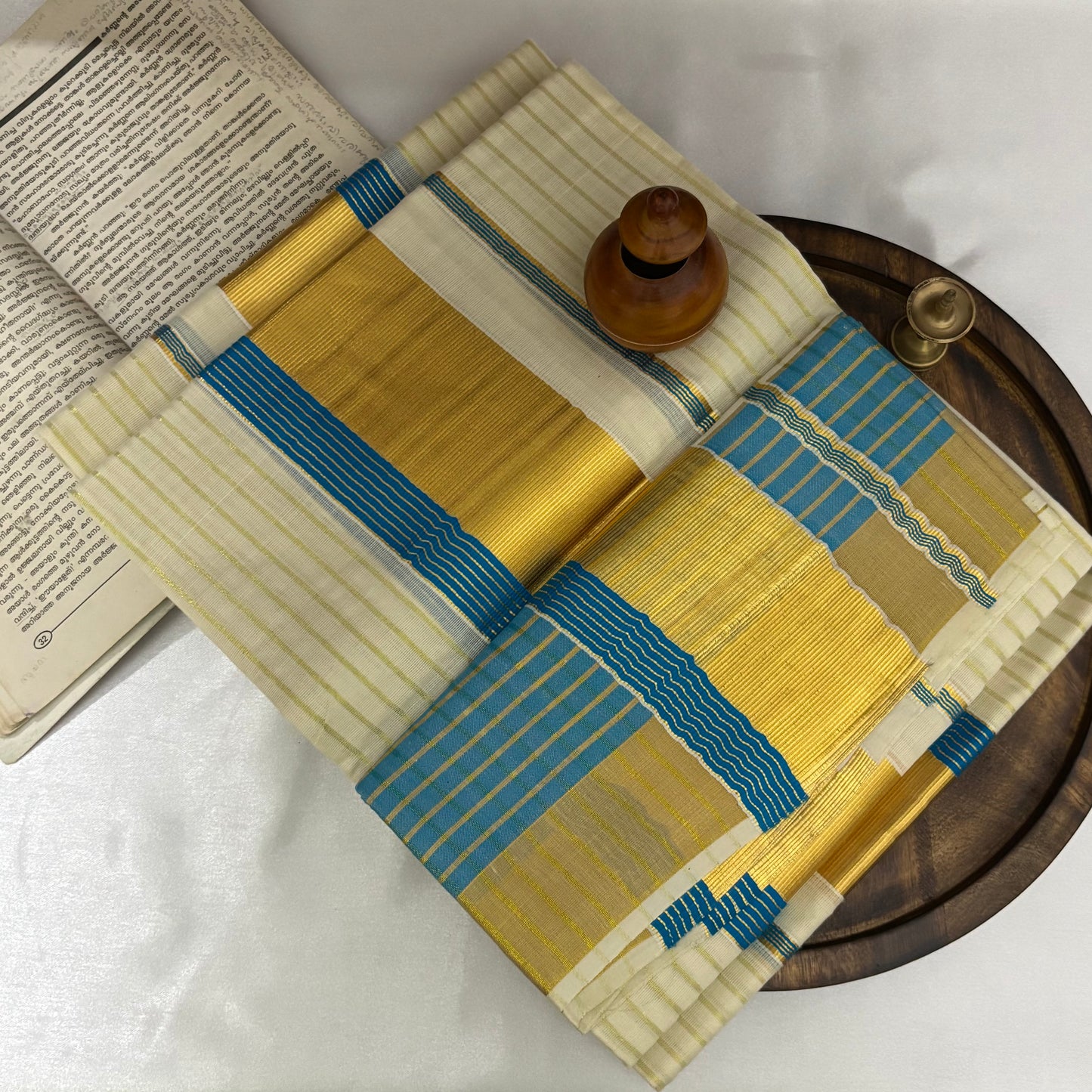 Kerala Set Mundu Cotton Blue 1374C