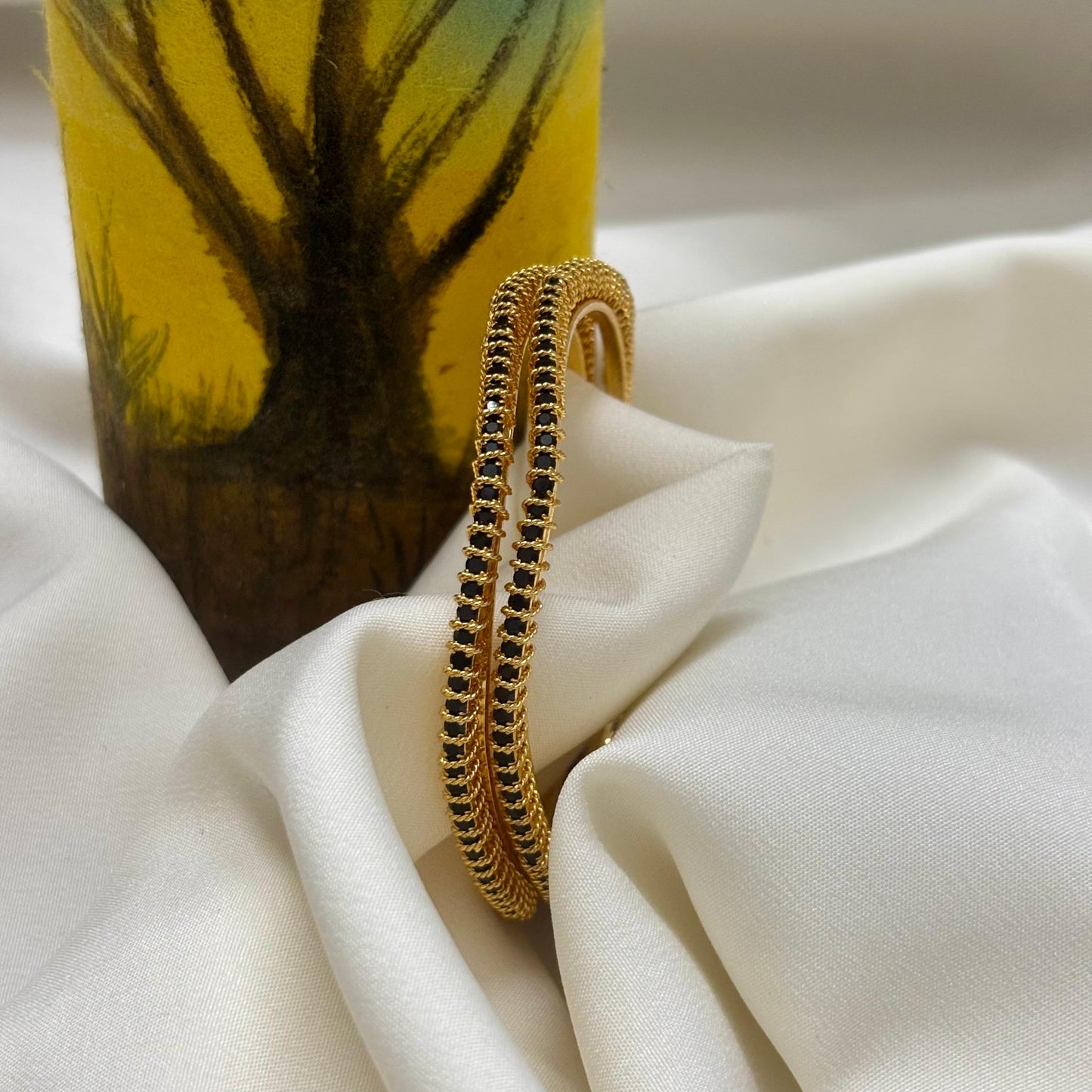 Black ZigZag Bangles (Set of 2) B_0114
