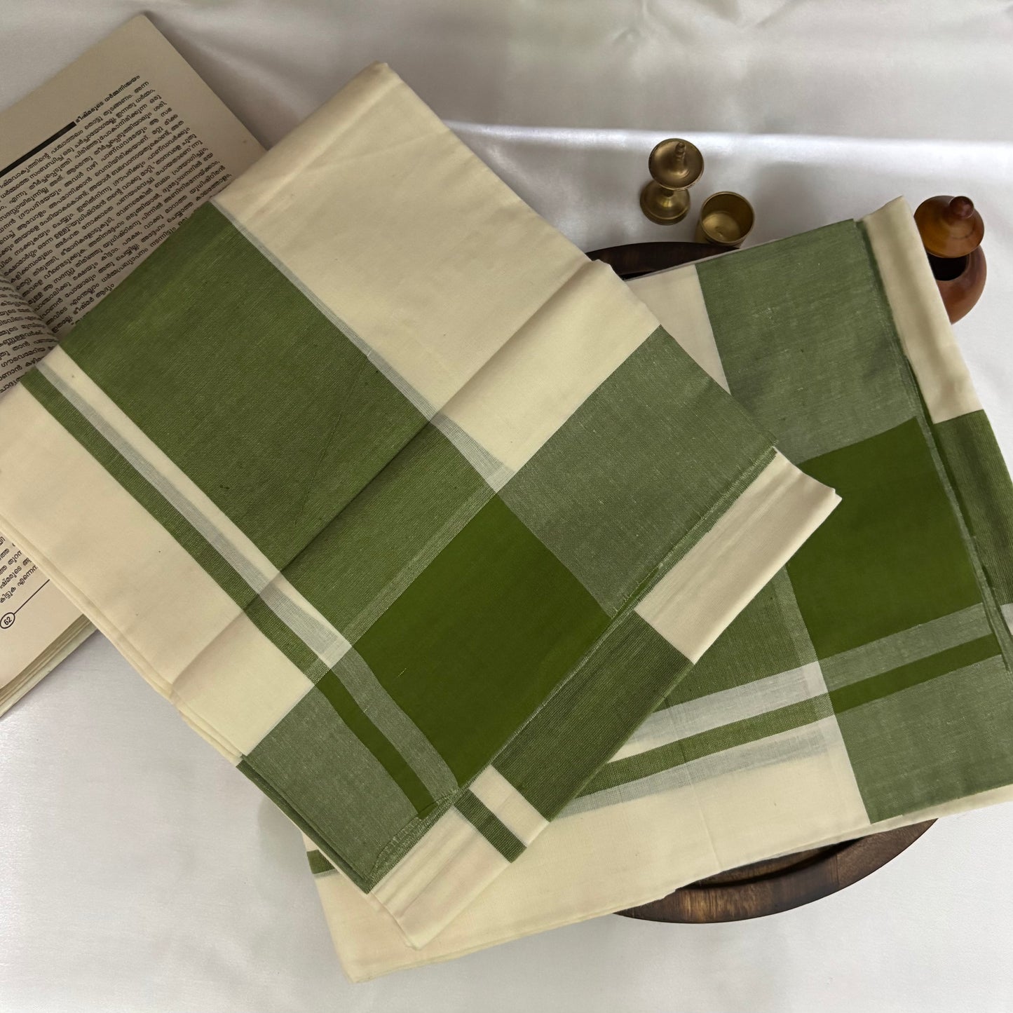 Kerala Set Mundu Cotton Green 1113
