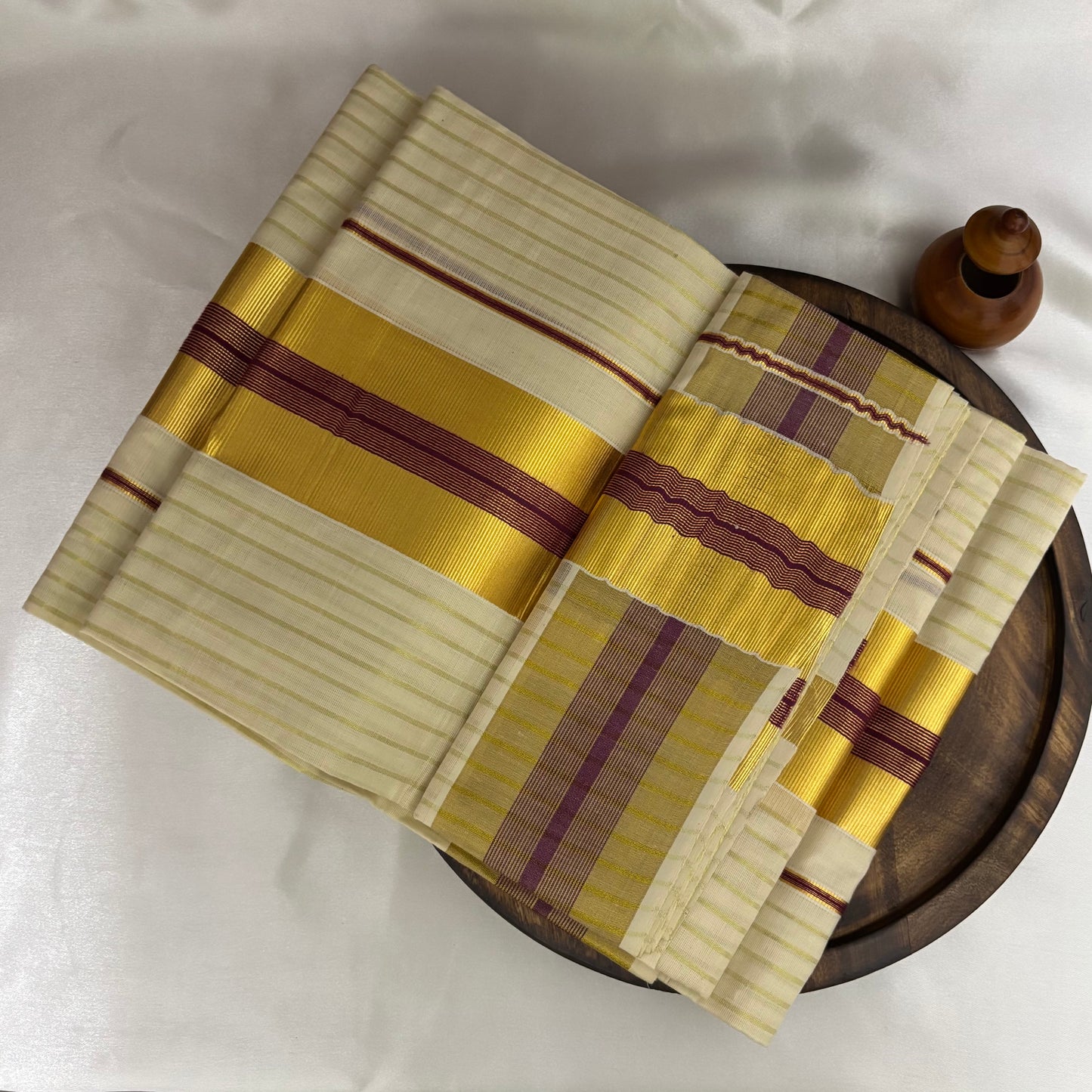 Kerala Set Mundu Cotton Maroon 1374C