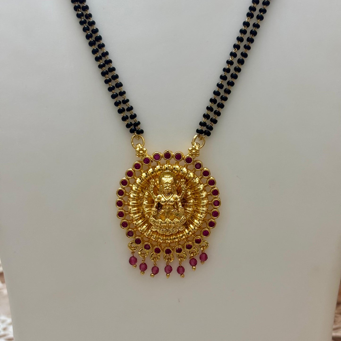 Traditional Lakshmi Pendant Karimani Chain C_0110