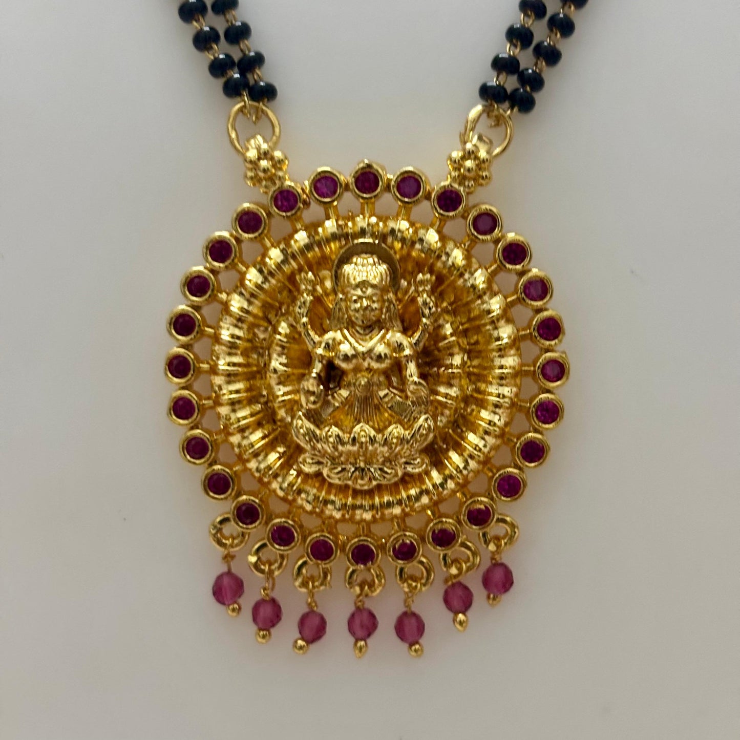 Traditional Lakshmi Pendant Karimani Chain C_0110