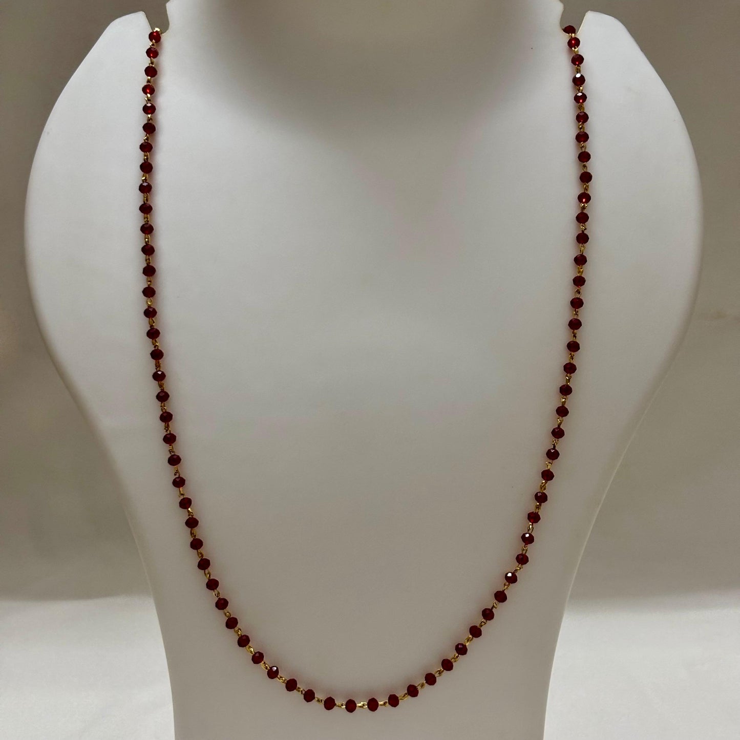 Beads Chain Single Layered Red 24 inch C_0159