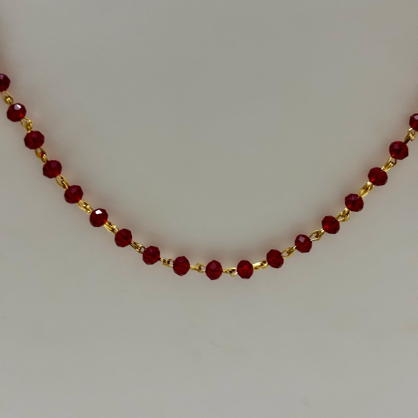 Beads Chain Single Layered Red 24 inch C_0159