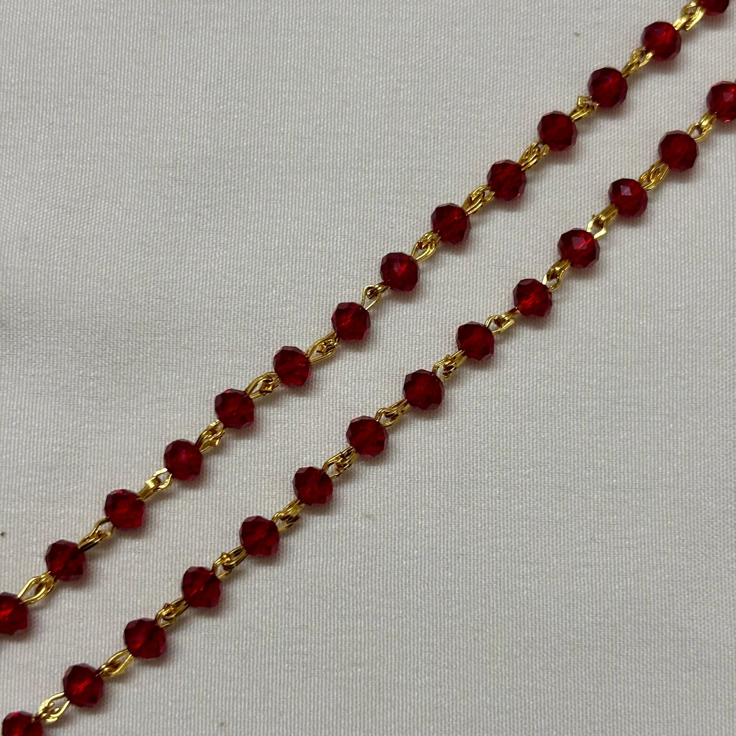 Beads Chain Single Layered Red 24 inch C_0159