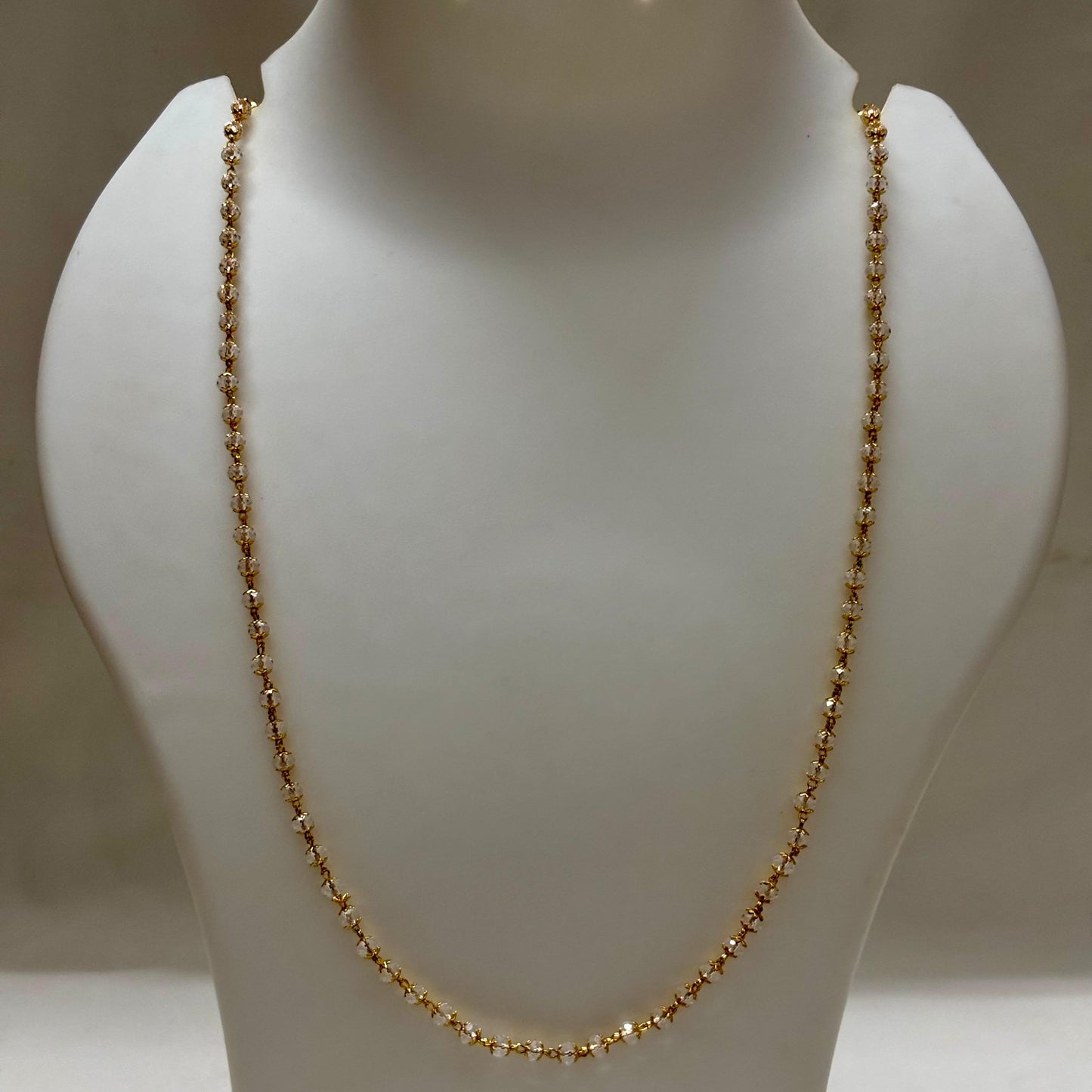 Beads Chain Single Layered White 24 inch C_0160
