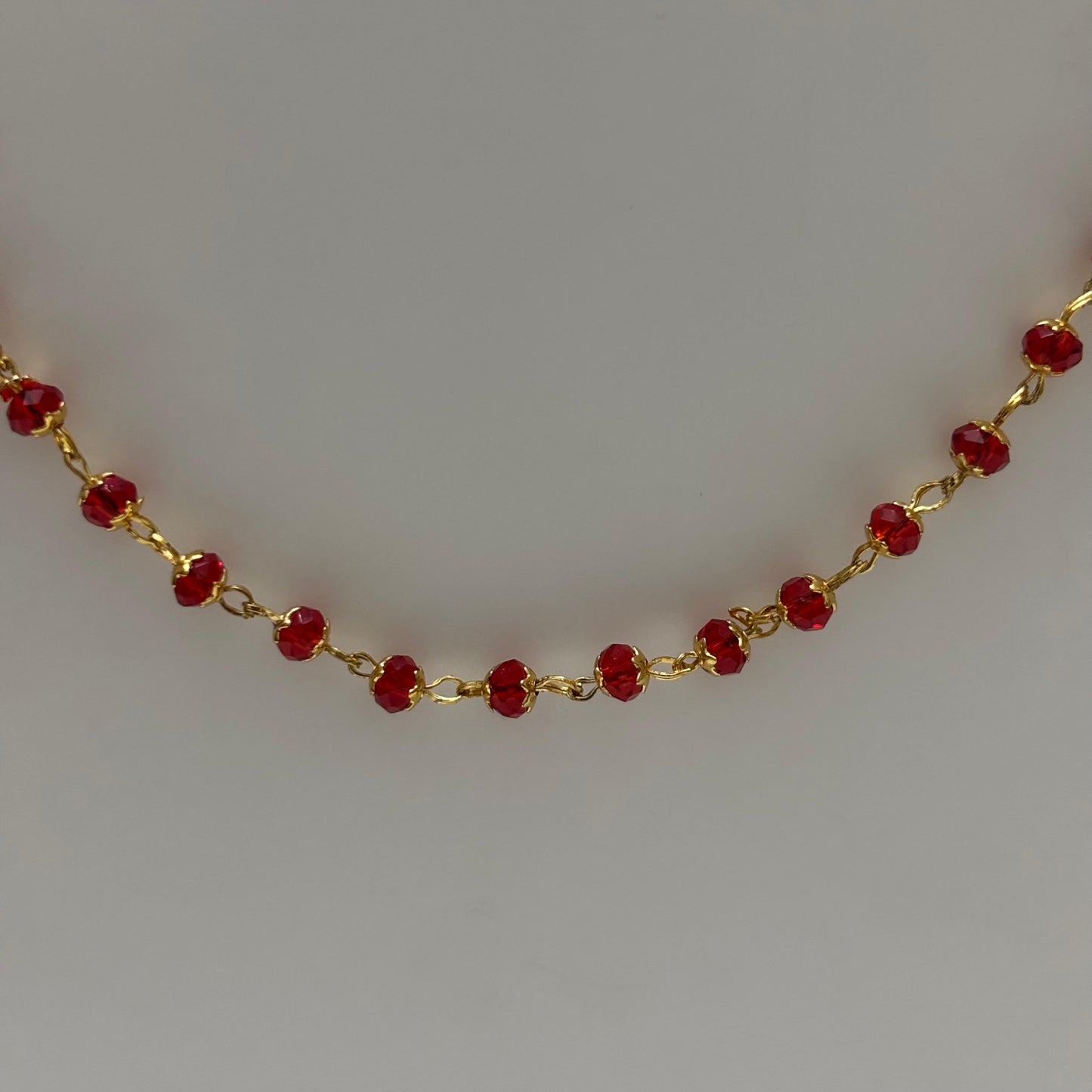Beads Chain Single Layered Red 24 inch C_0161