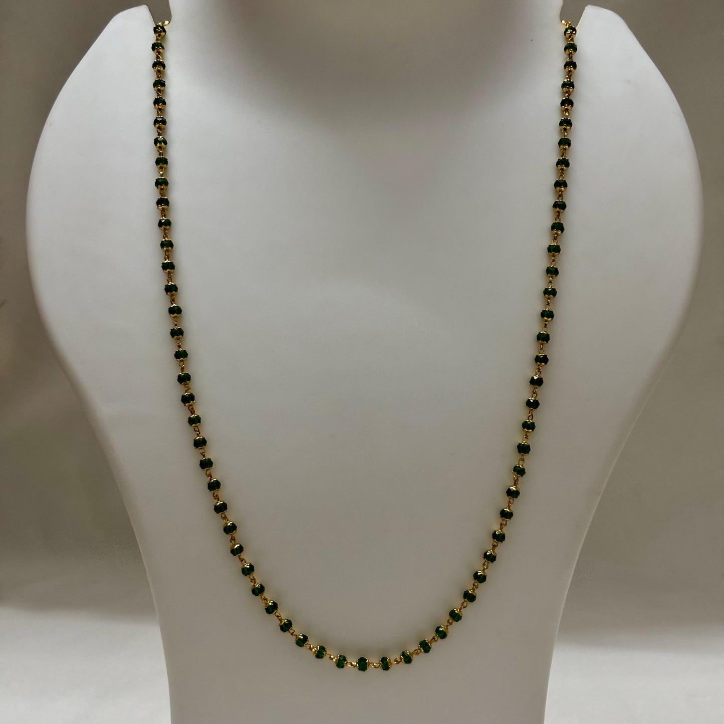 Beads Chain Single Layered Green 24 inch C_0162