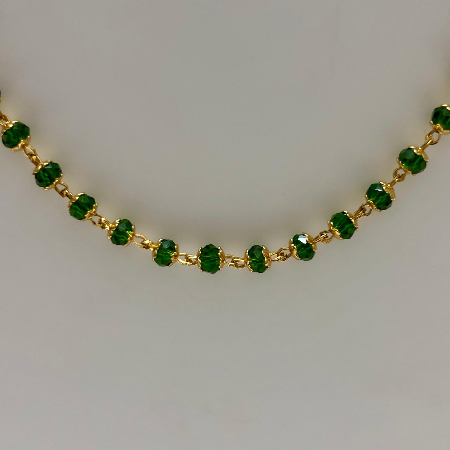 Beads Chain Single Layered Green 24 inch C_0162