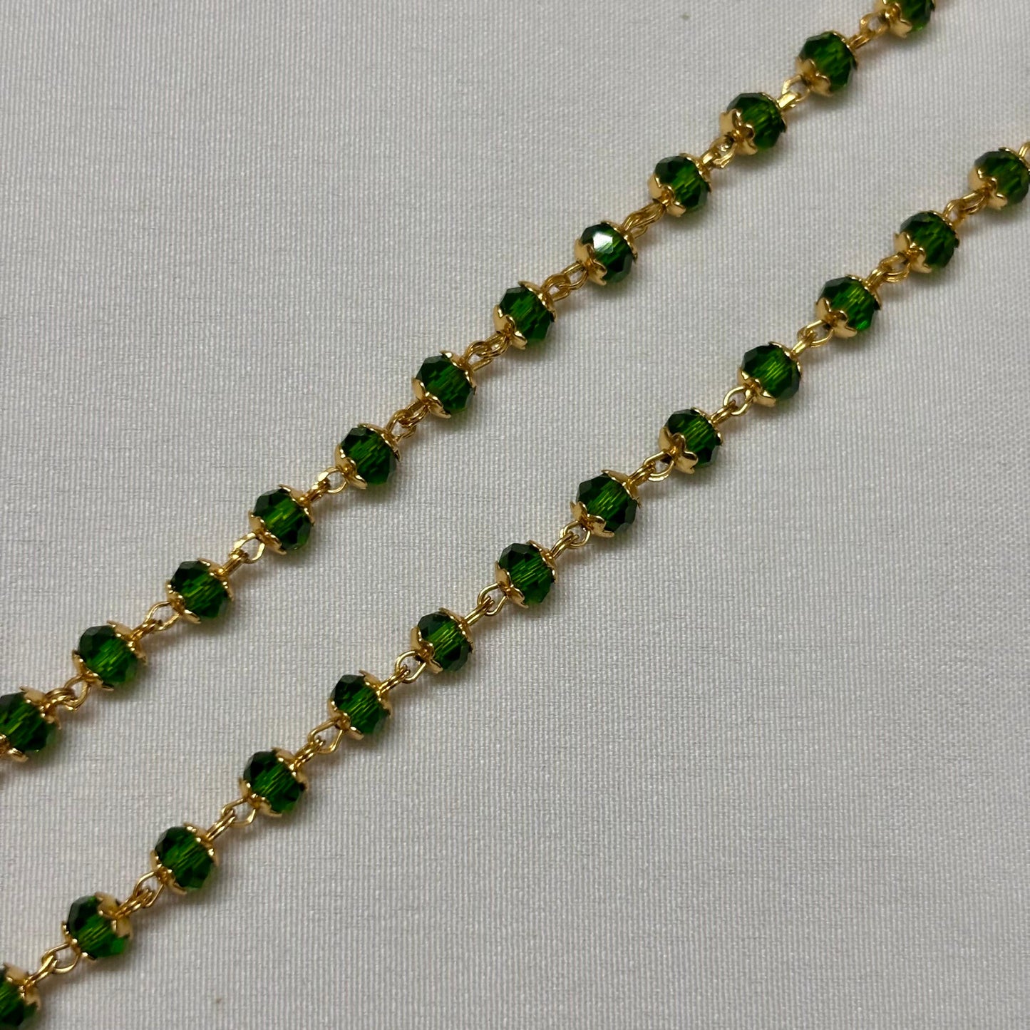 Beads Chain Single Layered Green 24 inch C_0162