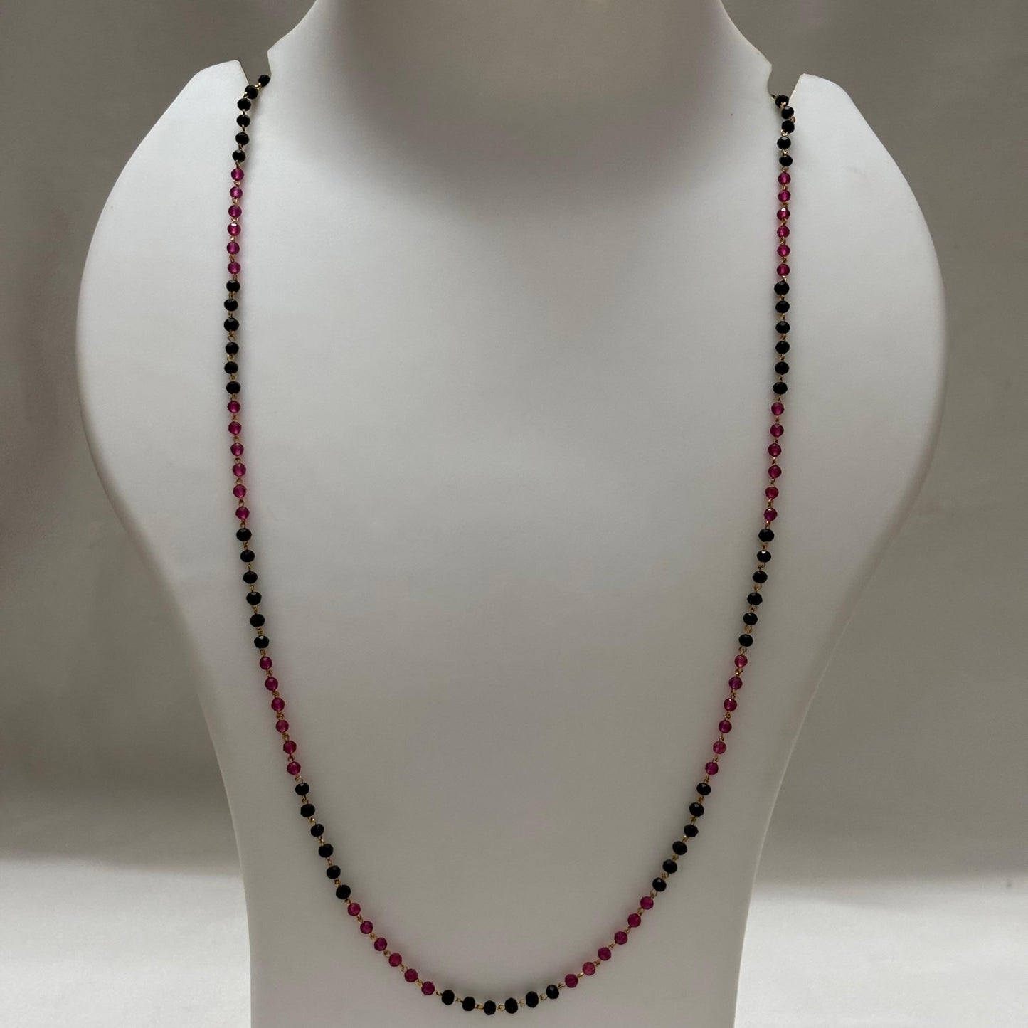 Beads Chain Single Layered Ruby Green 24 inch C_0163