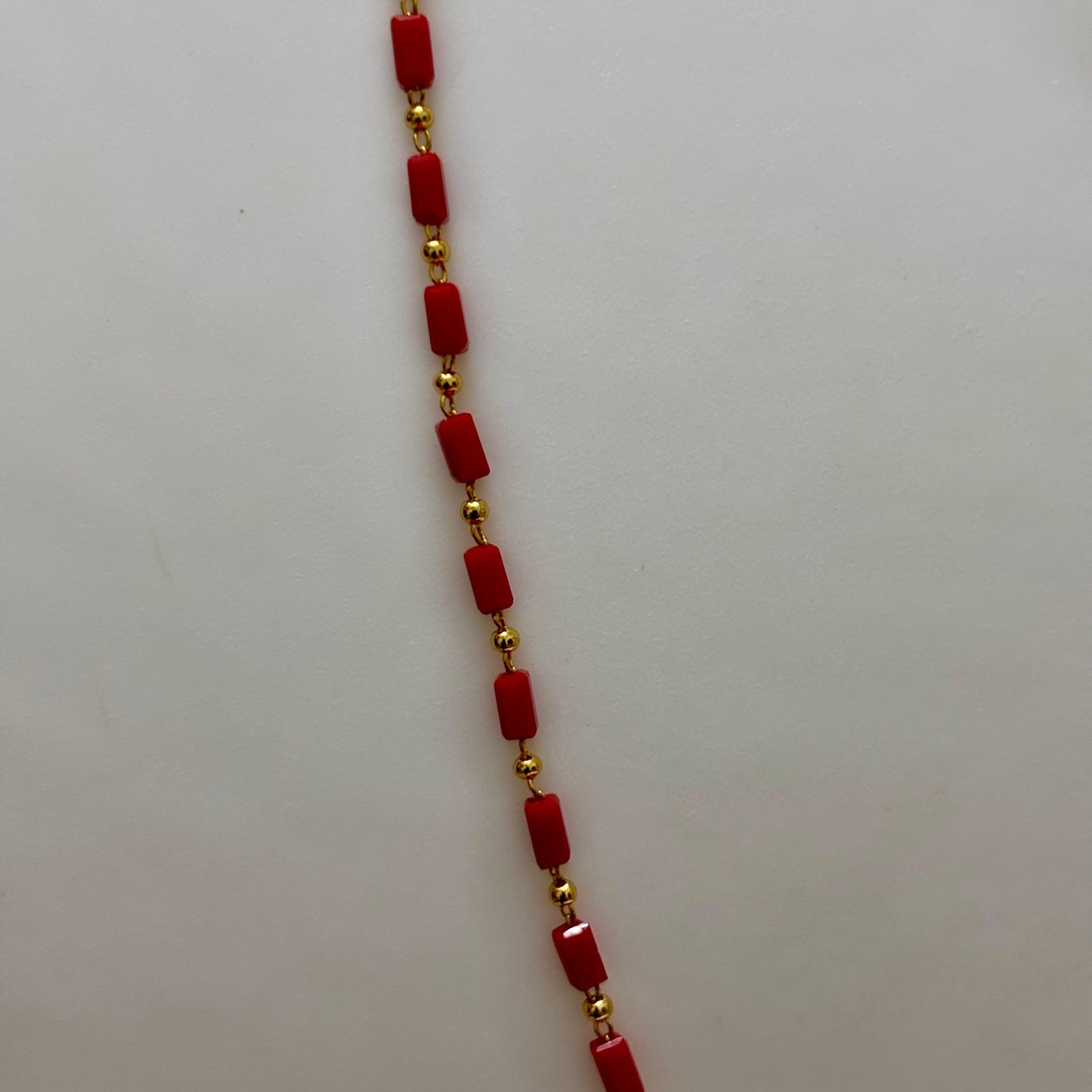 Beads Chain Single Layered Red 24 inch C_0164