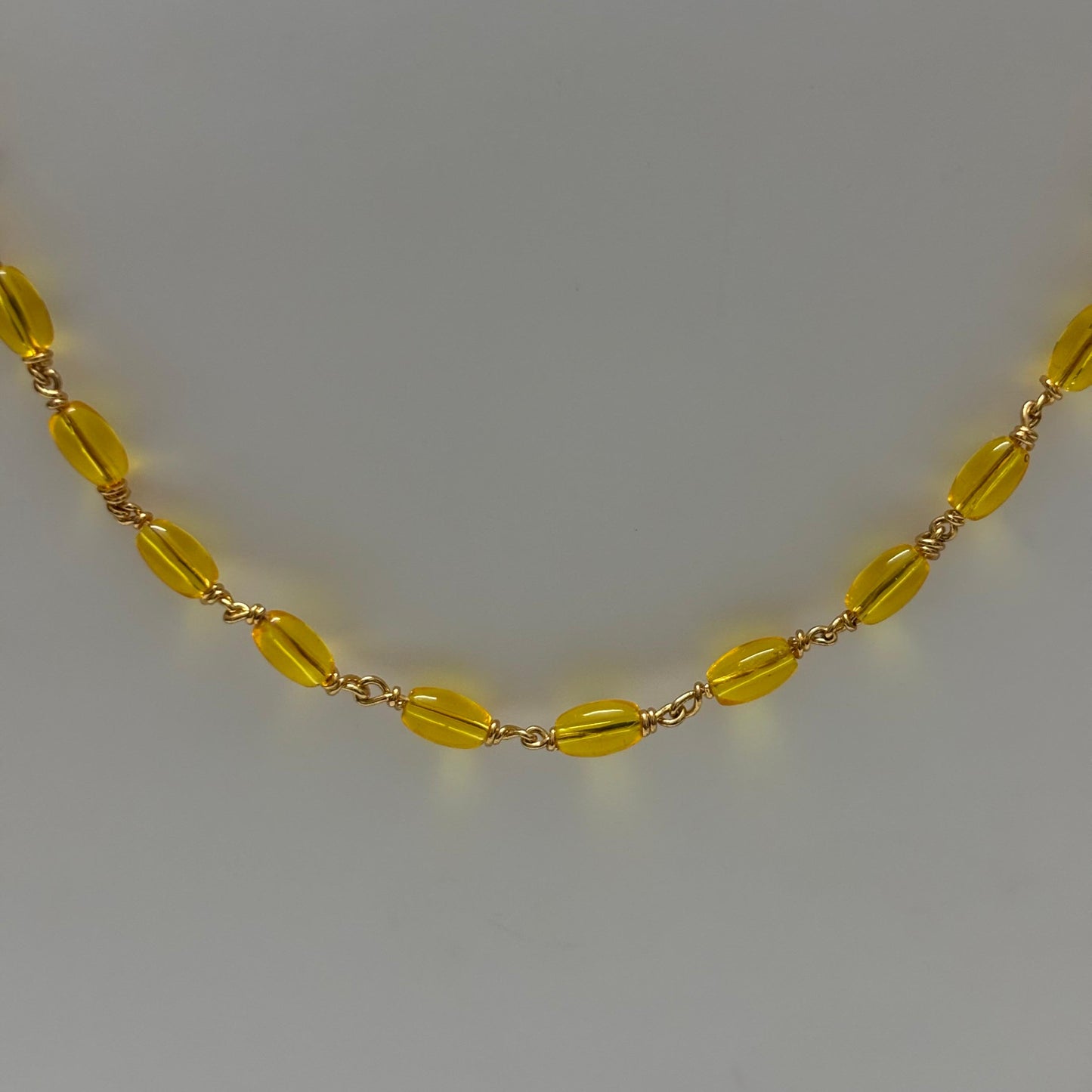Beads Chain Single Layered Yellow 24 inch C_0166