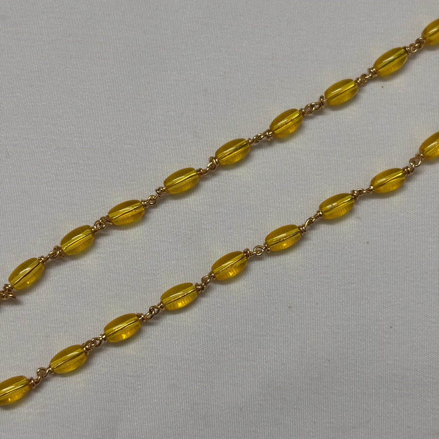 Beads Chain Single Layered Yellow 24 inch C_0166