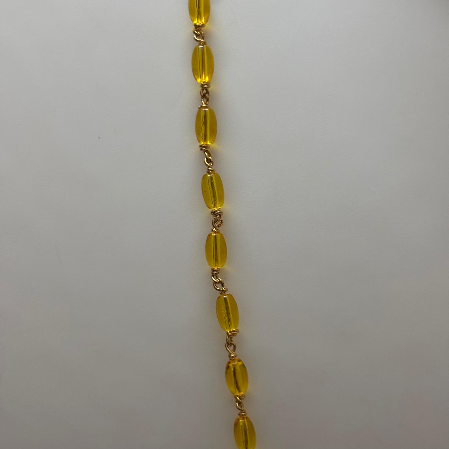 Beads Chain Single Layered Yellow 24 inch C_0166