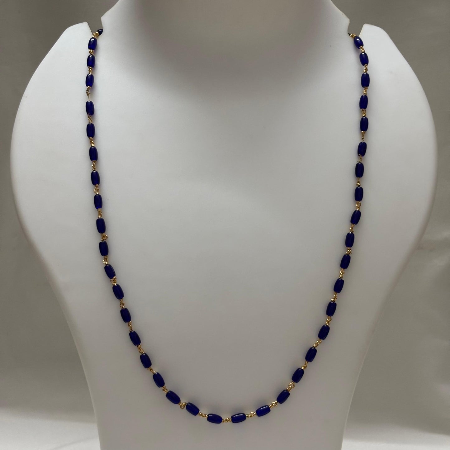 Beads Chain Single Layered Blue 24 inch C_0168