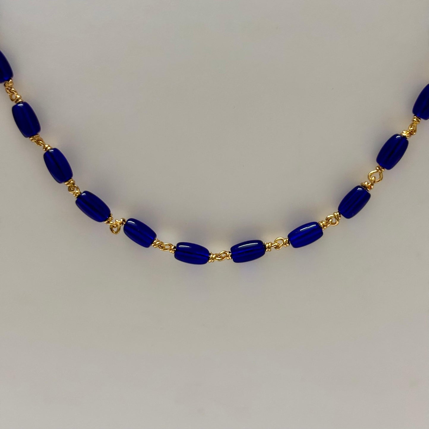 Beads Chain Single Layered Blue 24 inch C_0168