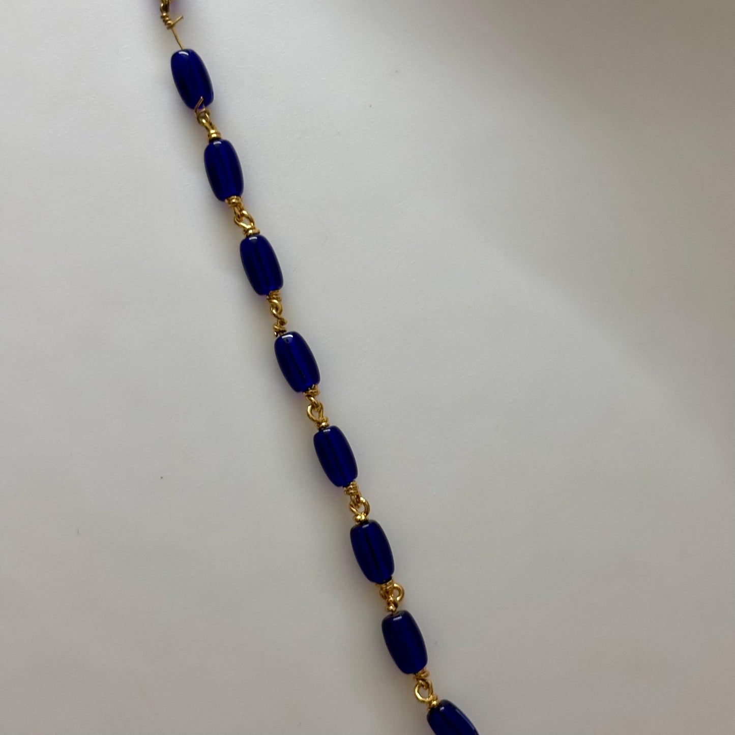 Beads Chain Single Layered Blue 24 inch C_0168
