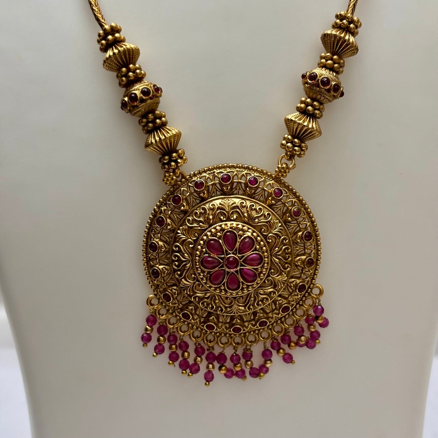 Antique Haram Necklace Set Red N_0142