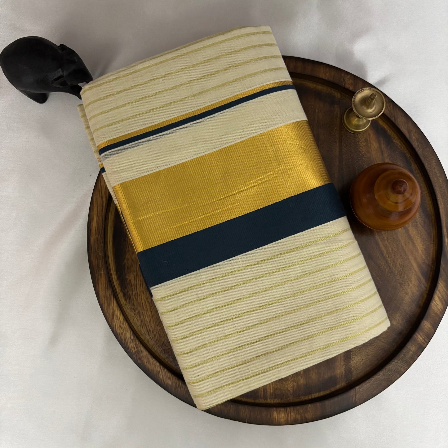 Kerala Set Mundu Cotton Teal Blue 1374C