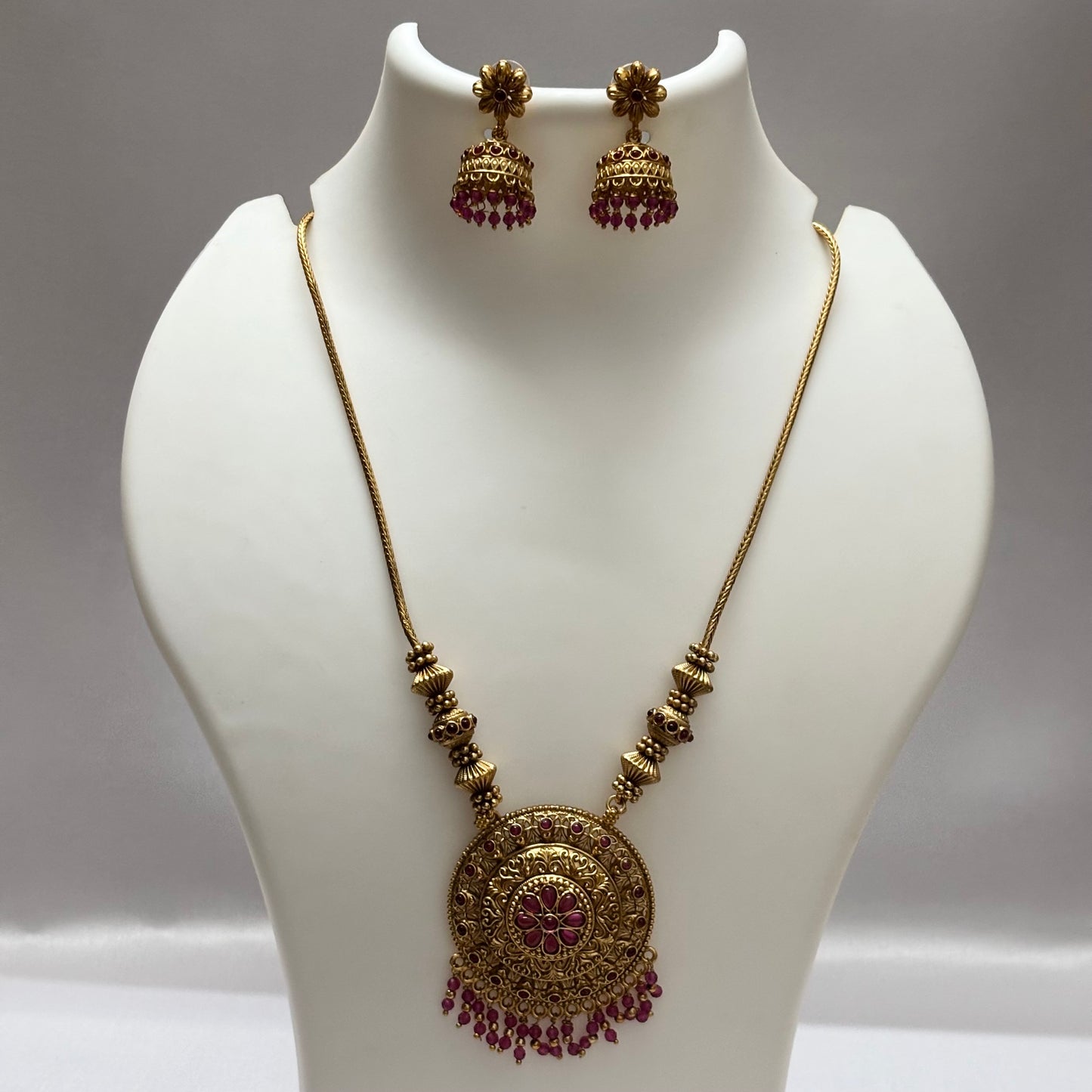 Antique Haram Necklace Set Red N_0142