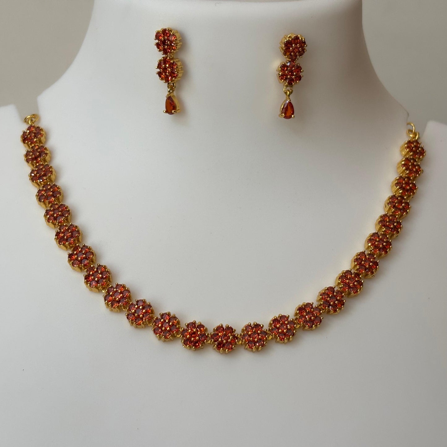 AD Stone Floral Necklace N_0101