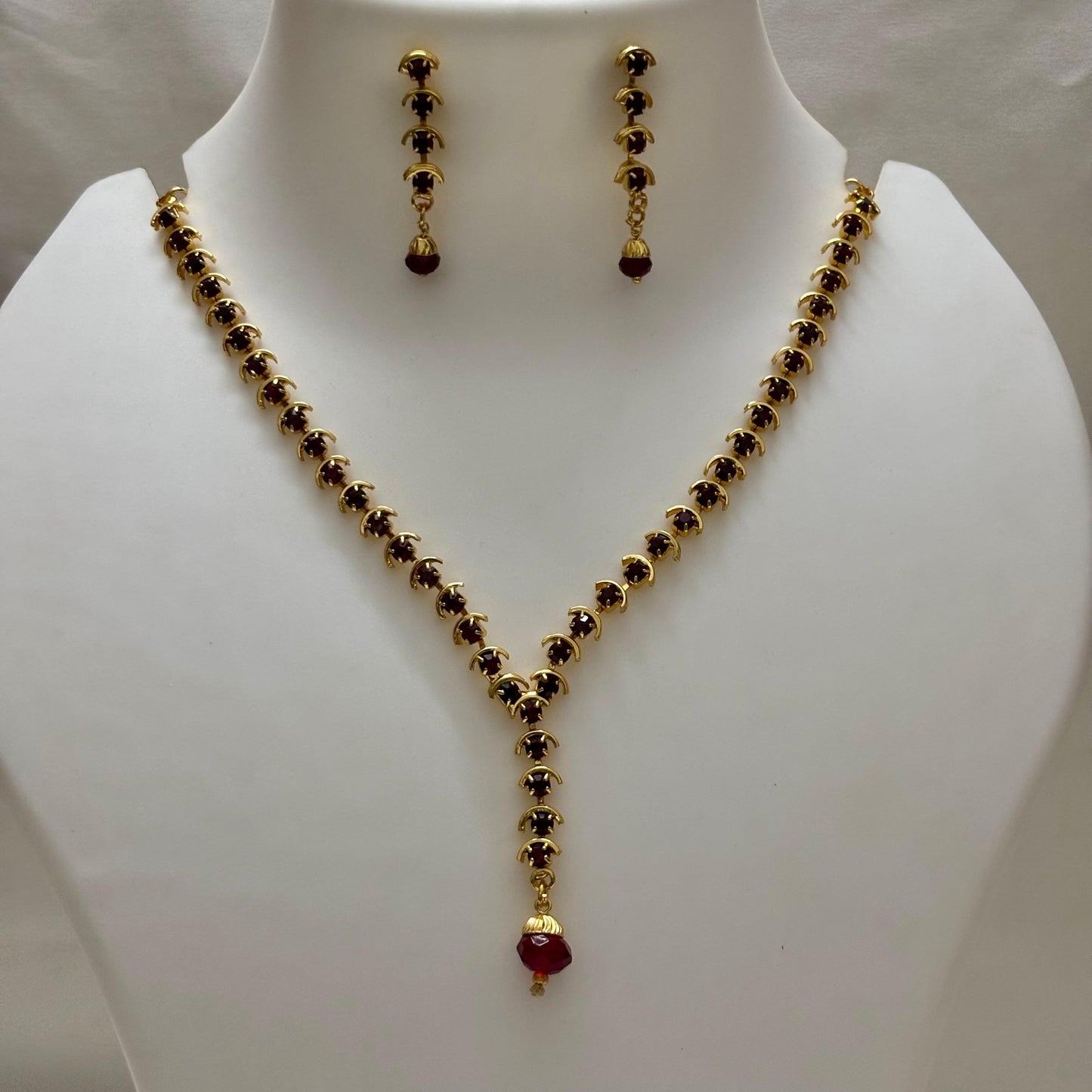 AD Stone Necklace Earring Set N_0111