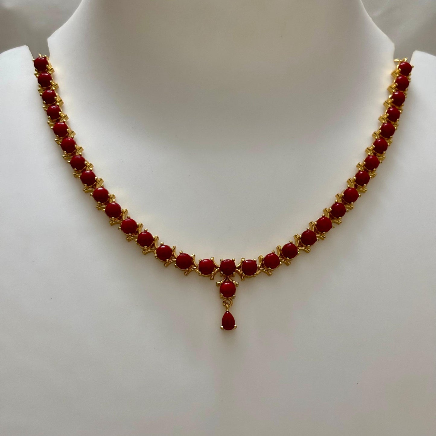 Coral Red Necklace Set N_0113