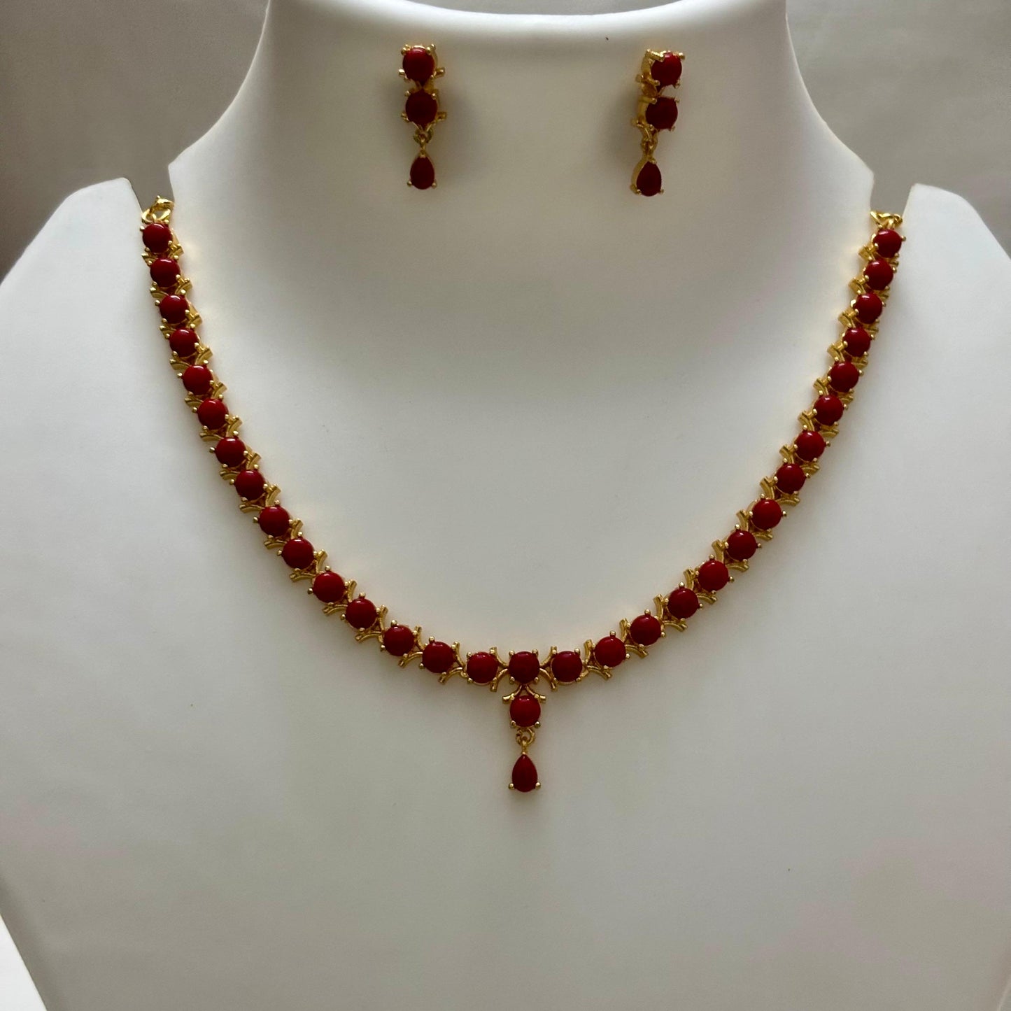 Coral Red Necklace Set N_0113