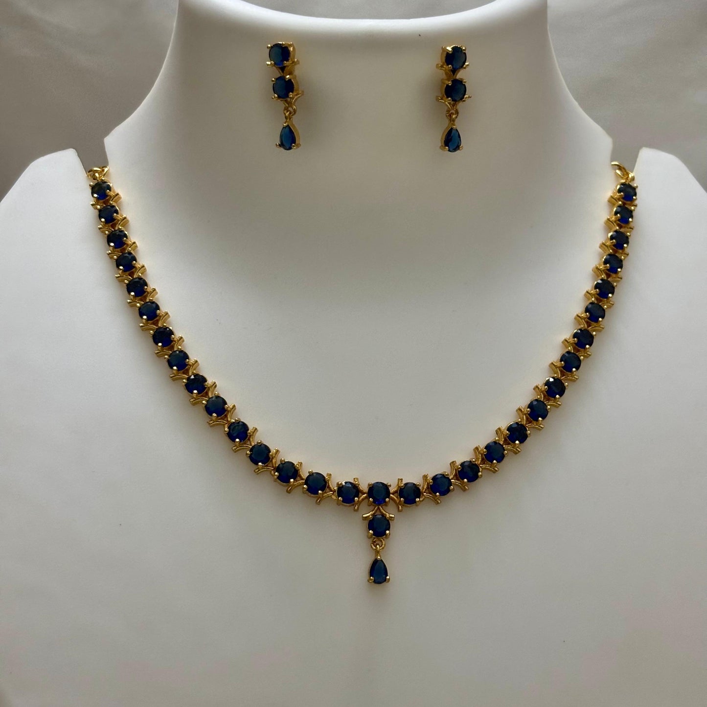 Blue Stone Necklace Set N_0114