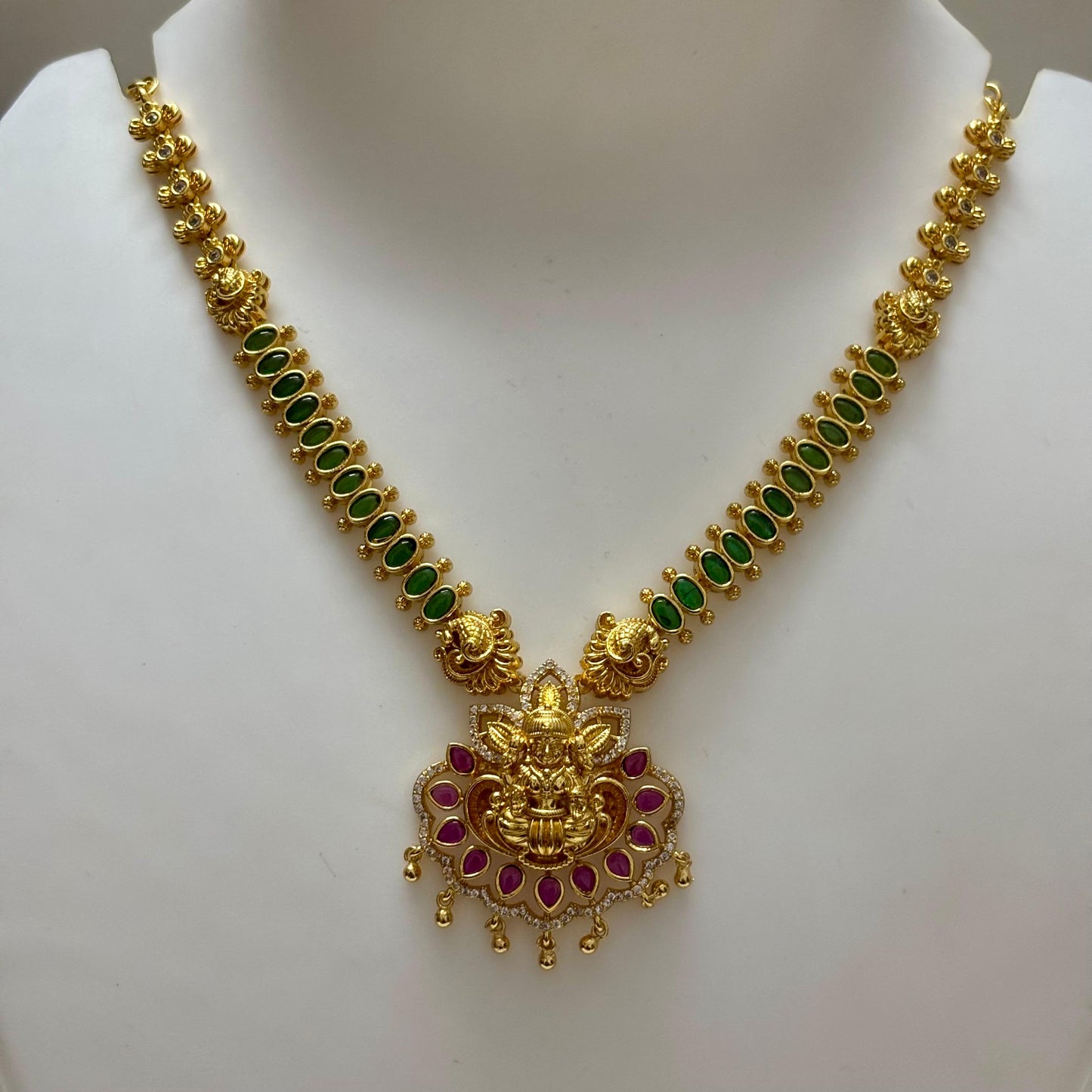 AD Stone Necklace Jhumka Set 18inch N_0116