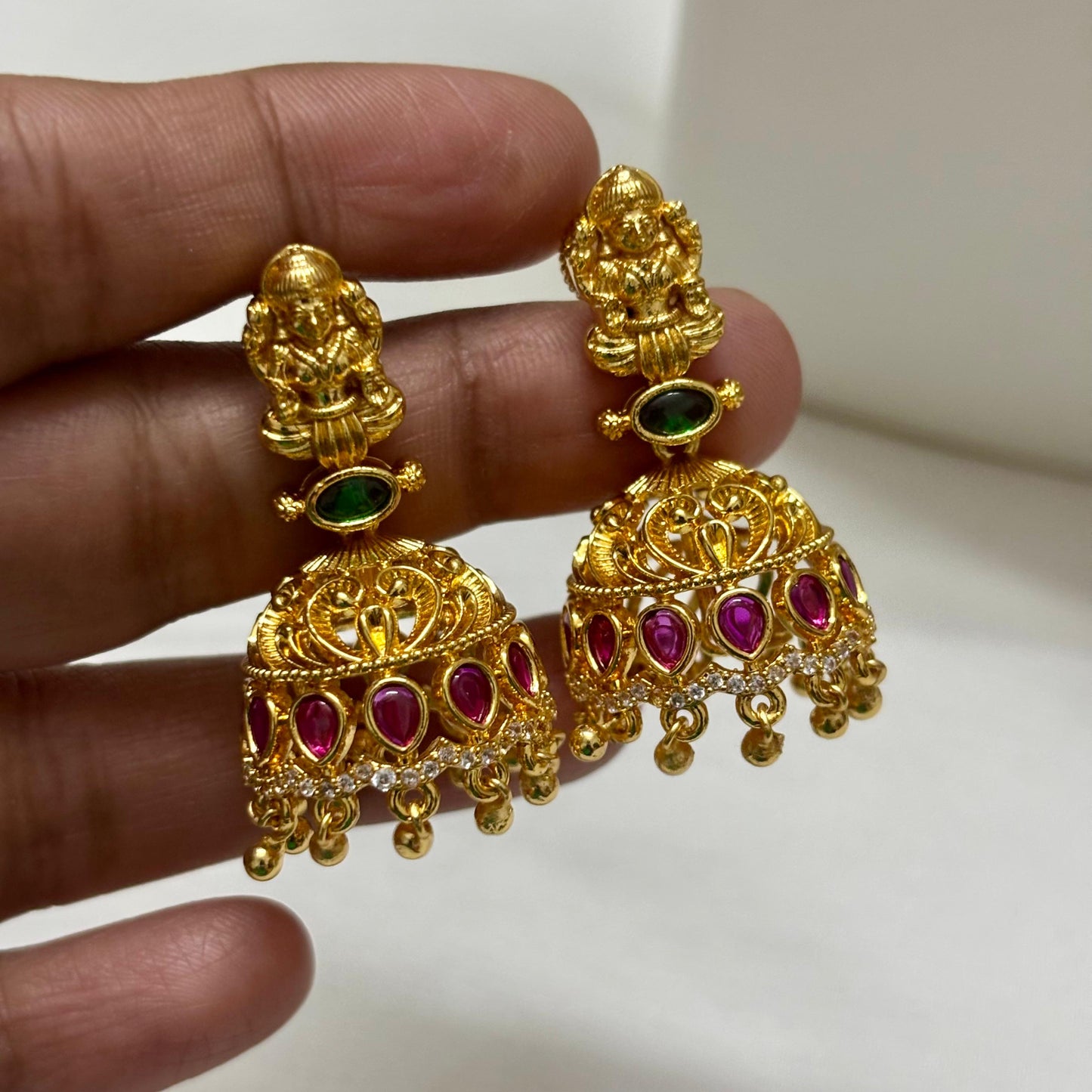 AD Stone Necklace Jhumka Set 24inch N_0123