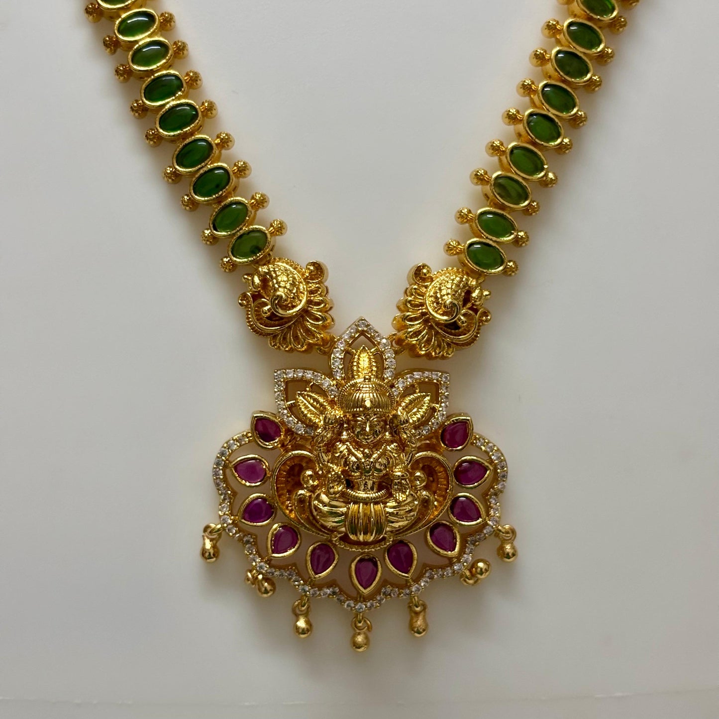 AD Stone Necklace Jhumka Set 24inch N_0123