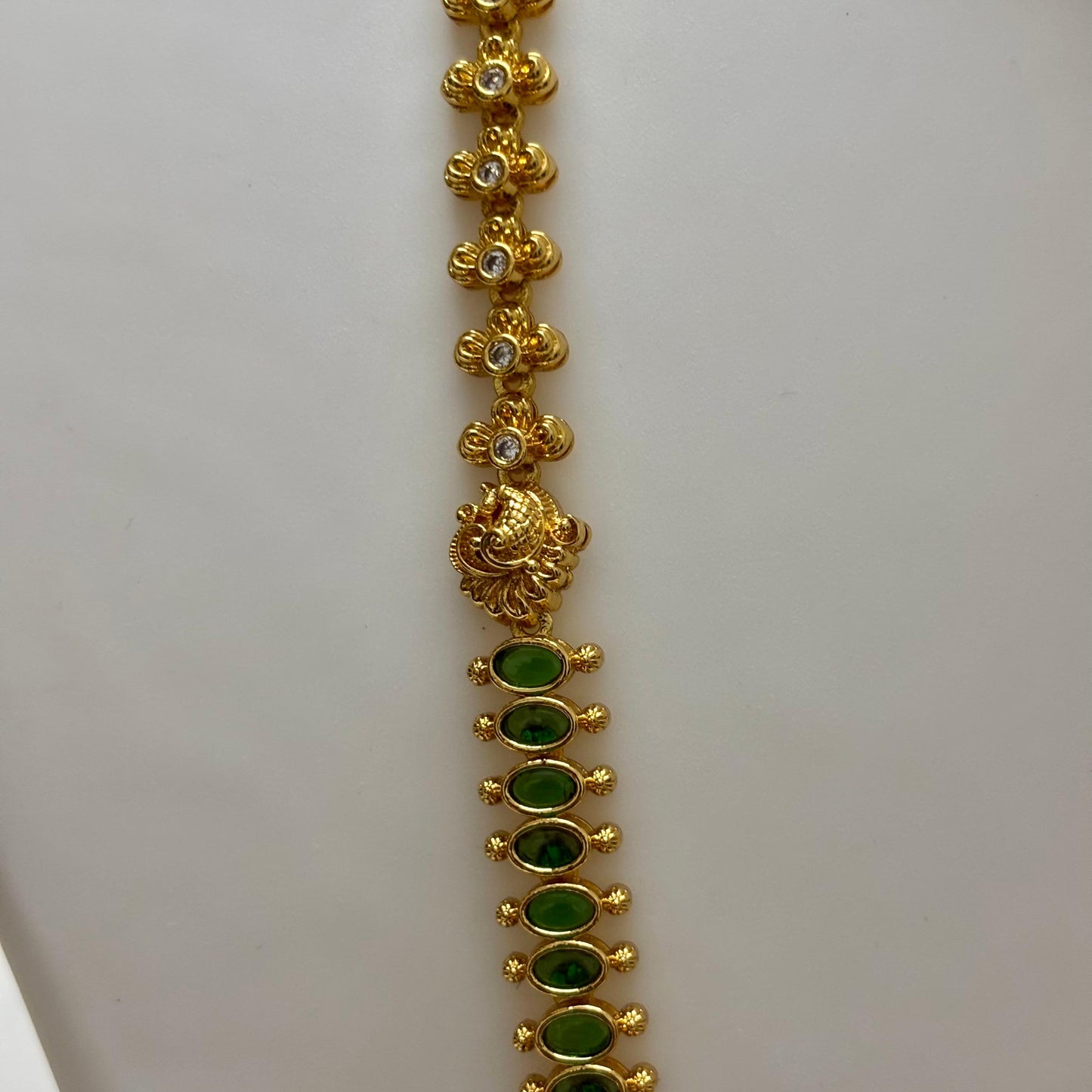 AD Stone Necklace Jhumka Set 24inch N_0123