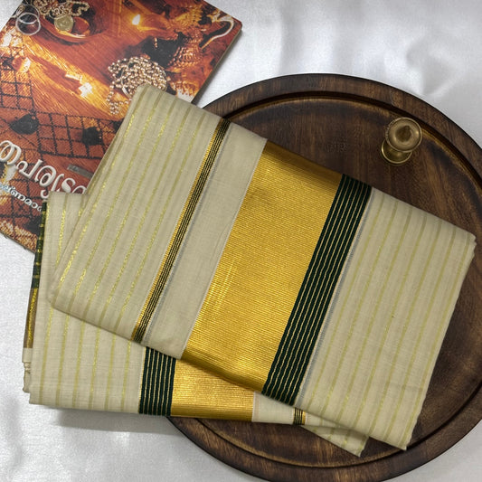 Kerala Set Mundu Cotton Green 1374C