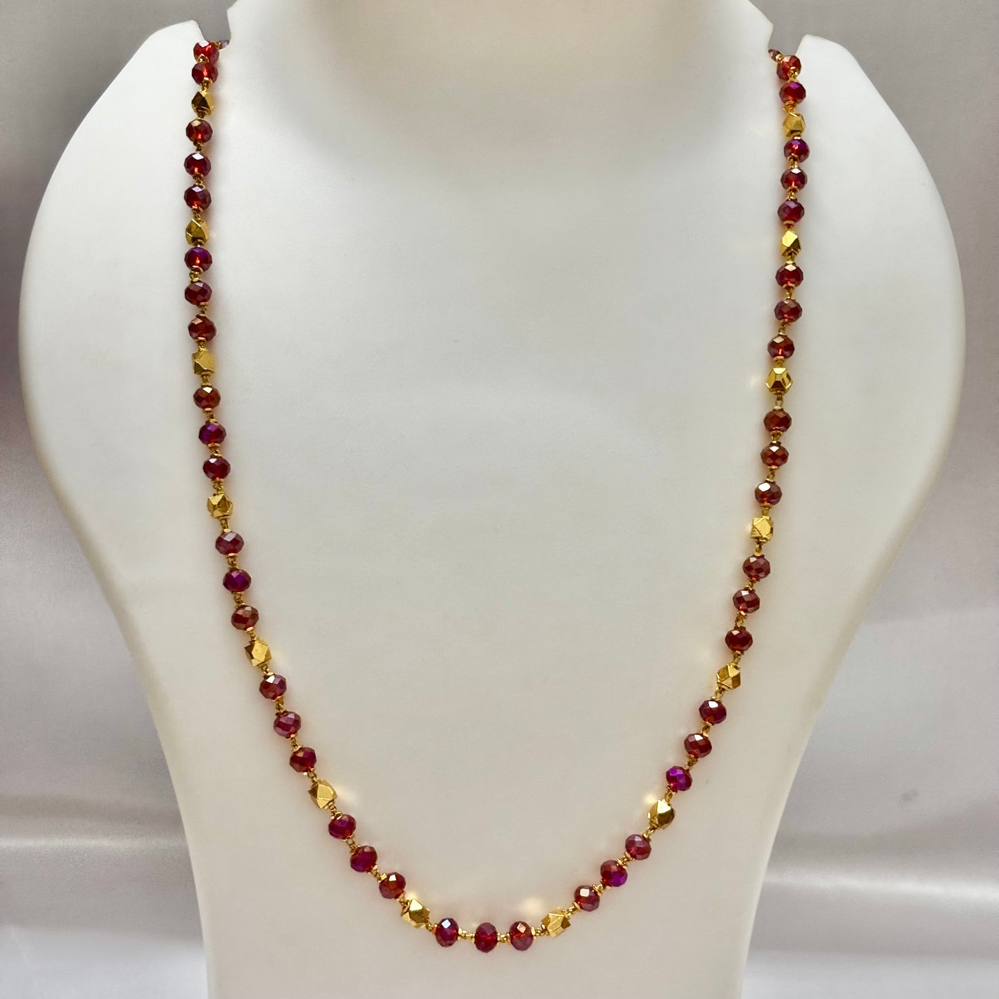 Single Layered Beads Red Chain C_0196
