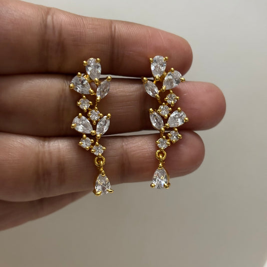 White AD Stone Earrings E_0142