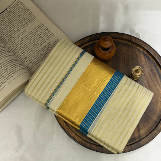 Kerala Set Mundu Cotton Blue 1374C