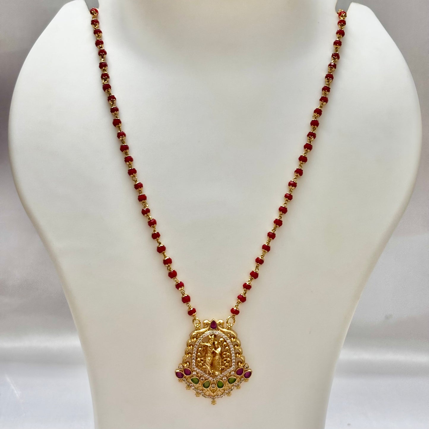 Radha Krishna Pendant Beads Chain C_0189