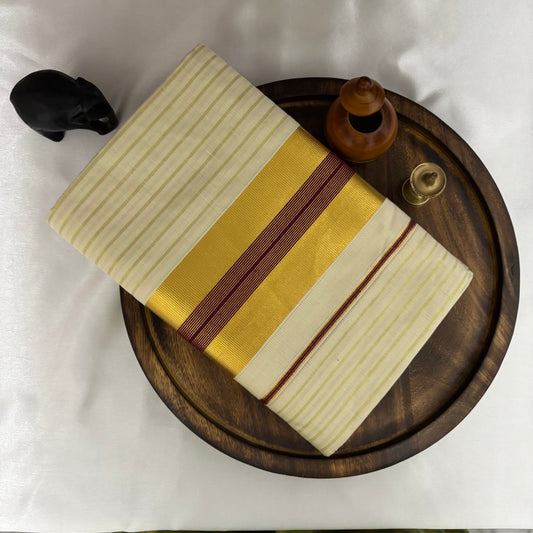 Kerala Set Mundu Cotton Maroon 1374C