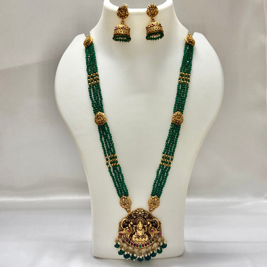 Multilayered Beads Necklace Set Green N_0152