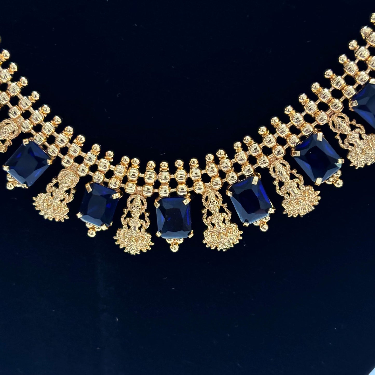 Blue Stone Lakshmi Necklace Earring Combo JCB007