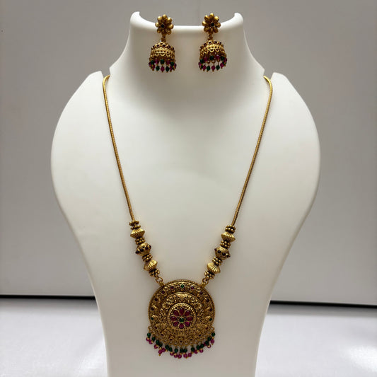 Antique Haram Necklace Set Red Green N_0142