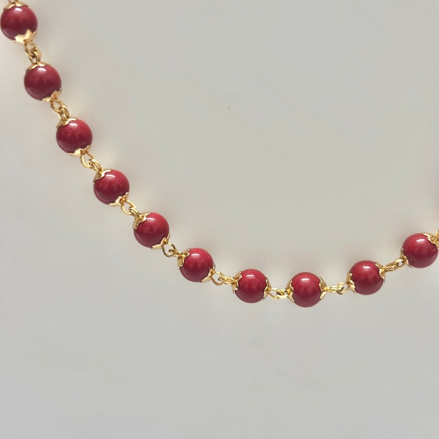 Single Layered Beads Red Chain C_0195