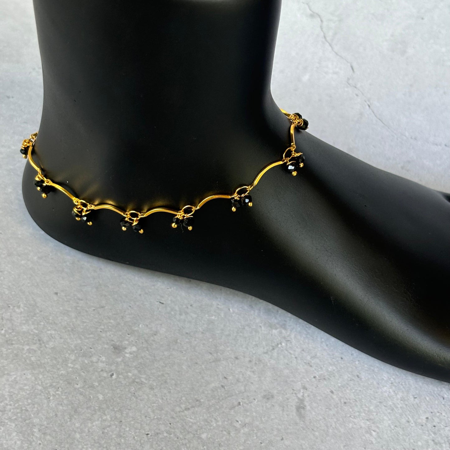 Black Beads Anklet A_0101