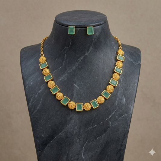 Emerald Sufi Stone Necklace Set N_0158