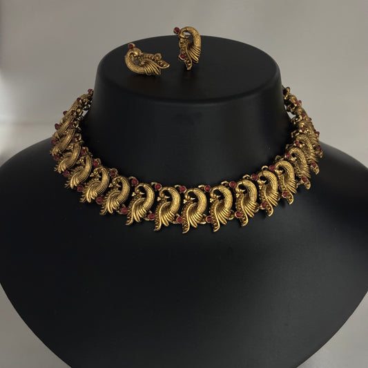 Peacock Design Antique Necklace Set  N_0145